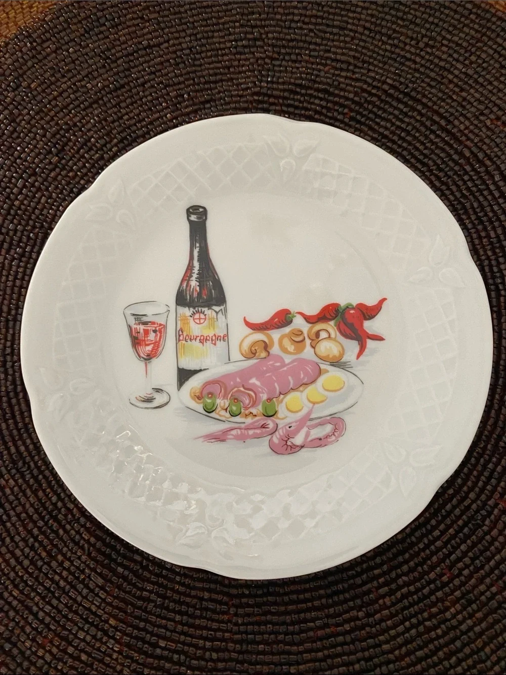 Philippe Deshoulieres Limoges Cocktail Plates Boxed Set of 6